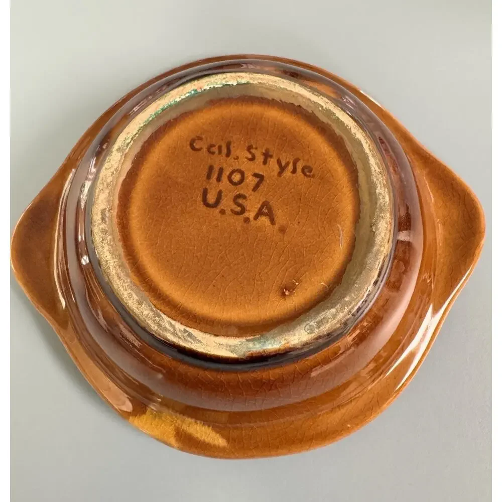 California Originals Pottery Bowl Stamped Cal 1107 Orange Ombré MCM Vintage